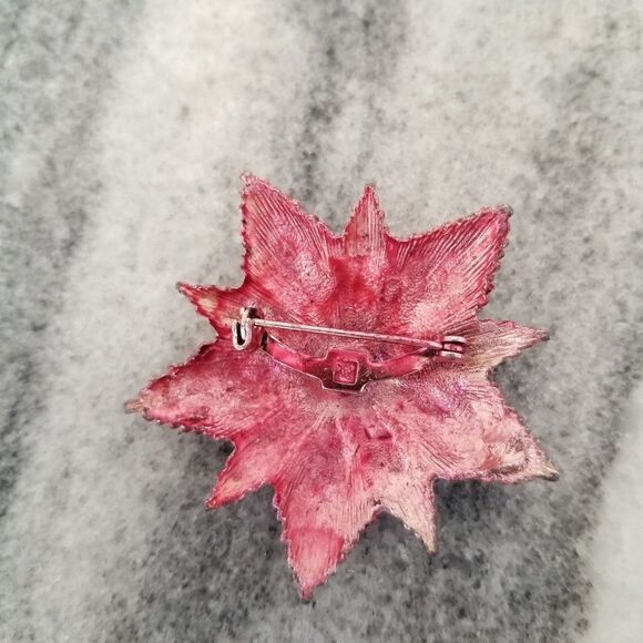 Vintage Pink Starburst Rhinestone Brooch, Pointy Flower, Retro Design, Estate - Picture 3 of 6